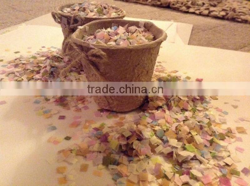 Purple tissue paper heart confetti for table decoration