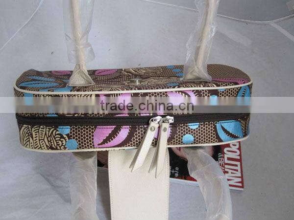 African printed wax fabric and leather bag