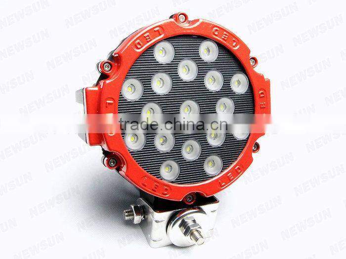 High Performance Flood /Spot Led Work Light 51w super bright 17 leds auto led work light 6.3 inch