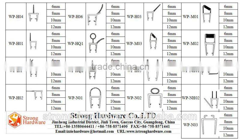 Round strip ,shower glass door PVC waterproof , glass door plastic seal strip