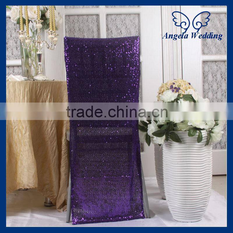 CH004F Discount wedding metalic light purple lilac sequin chair cover