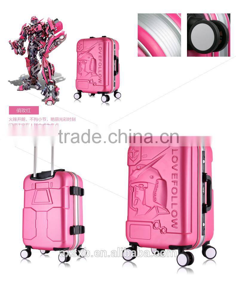lovefollow 2015 new style Transformers ABS aluminum frame trolley luggage suitcase for cool men