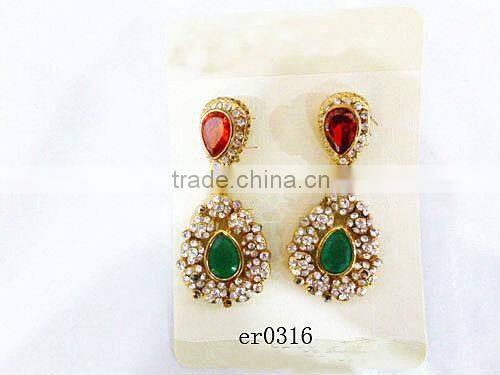 Wholesale preciosa rhinestone earring 24k gold plated beautiful earrings