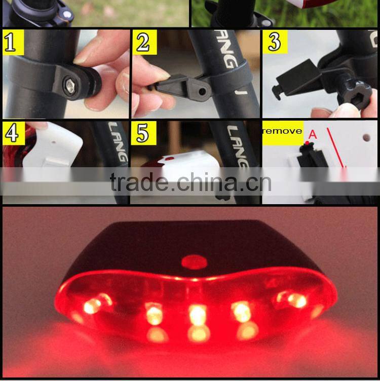 5 LED AAA battery red bicycle tail light