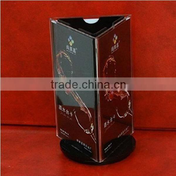 High transparent 3 sides acrylic menu stand, food menu stand for restaurant