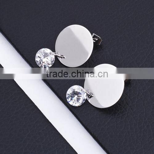 Fashion Big Crystal Stainless Steel Crystal Earring BE10161