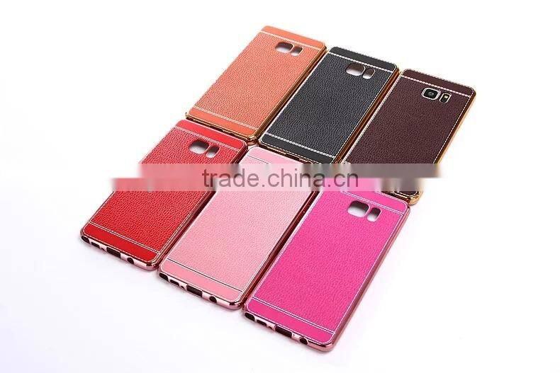 Wholesale price for Samsung galaxy note 7 electroplate tpu case with litchi leather skin cover