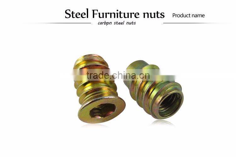 Odm good quality zinc alloy colorful furniture wood insert nut
