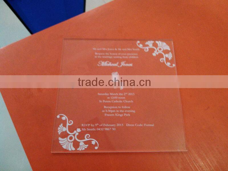 acrylic personal christmas festeval wedding invitation card