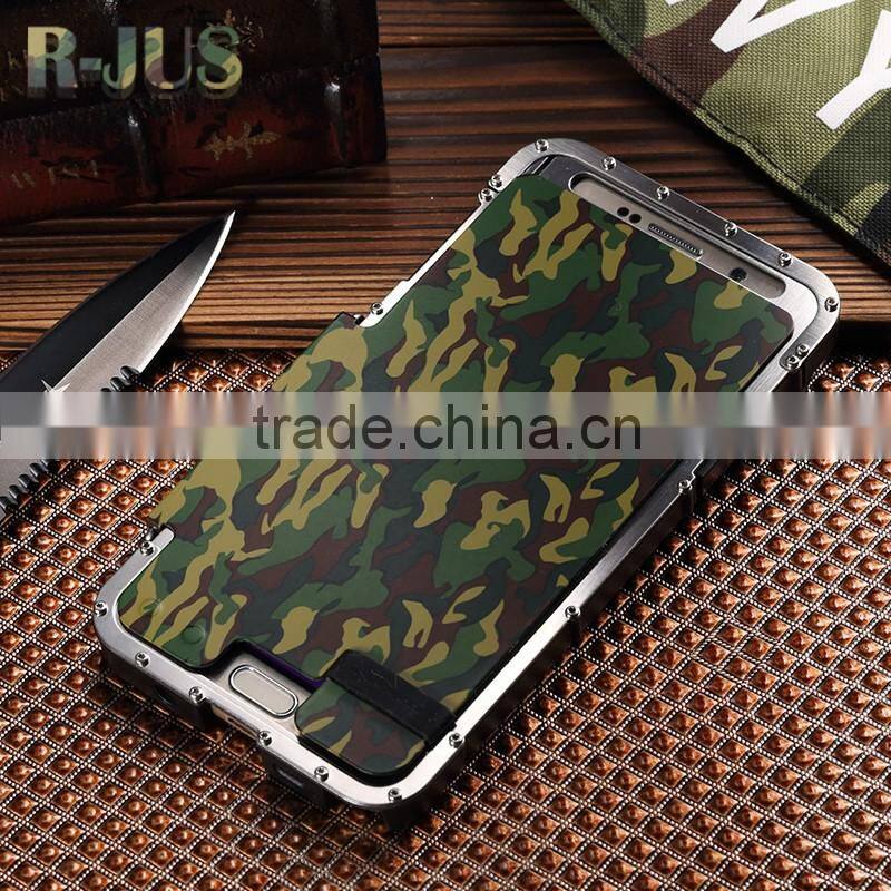 Stainless Steel Flip Smart Cover 360 Iron Man Metal Cover Case for Samsung Galaxy note 5 Camouflage Cool Style