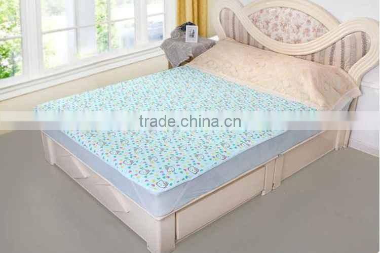 TPU Laminated New Design Light Blue Terry Age Group Bed Sheet Cotton