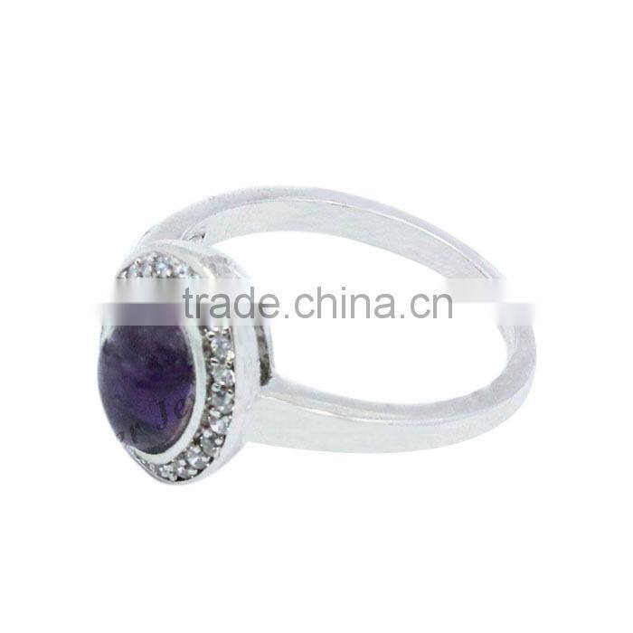 precious mirco pave crtstal mainstone cz and purple crystal silver purple crystal ring