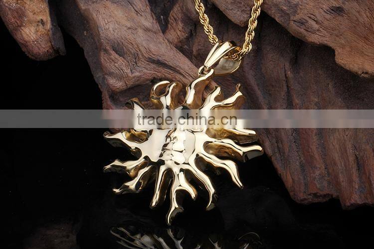 Fashion stainless steel gold plated sun moon pendant