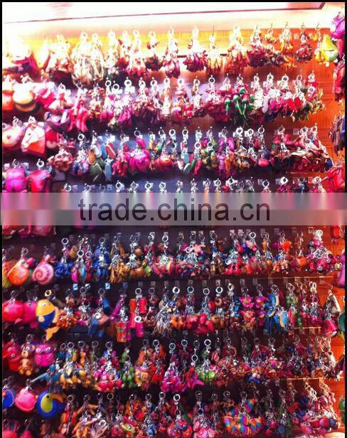 cute genuine leather animal shaped keychain