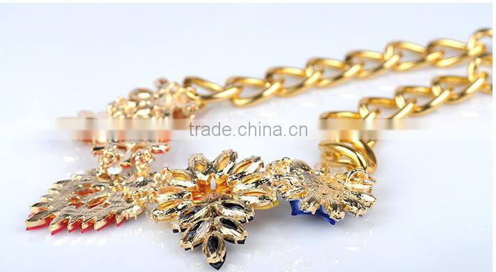 New Luxury Multicolor Flower Choker Collar Vintage Statement Necklace Women 2014