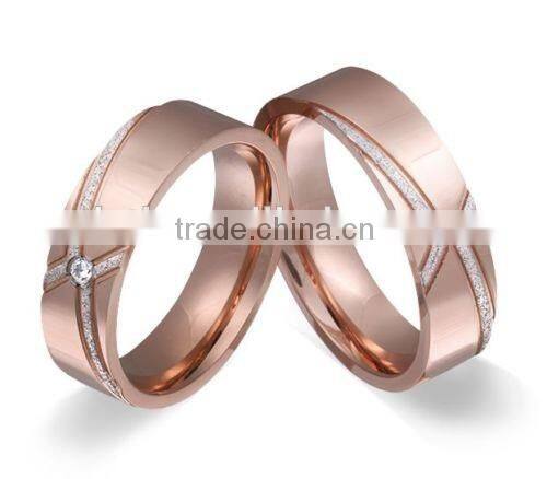 Customized valentine's couples ring rose gold stainless steel Wedding Band Ring Set