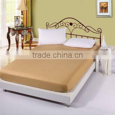 sateen stripe fitted sheet with elastic bed sheet for hotel