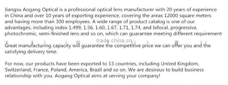 1.59 PC progressive lens CE/FDA/ISO9001