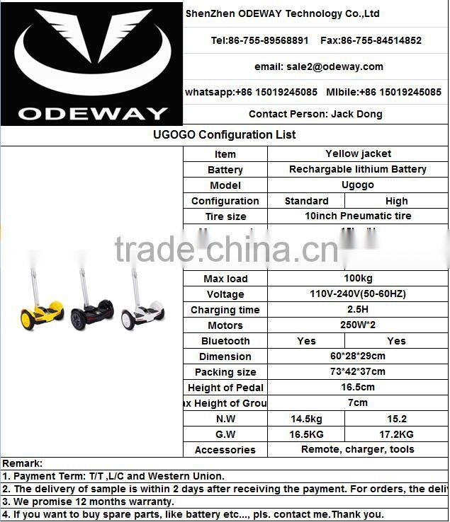 China Factory 2 Wheel Electric Self Balancing Scooter With Handle Bar