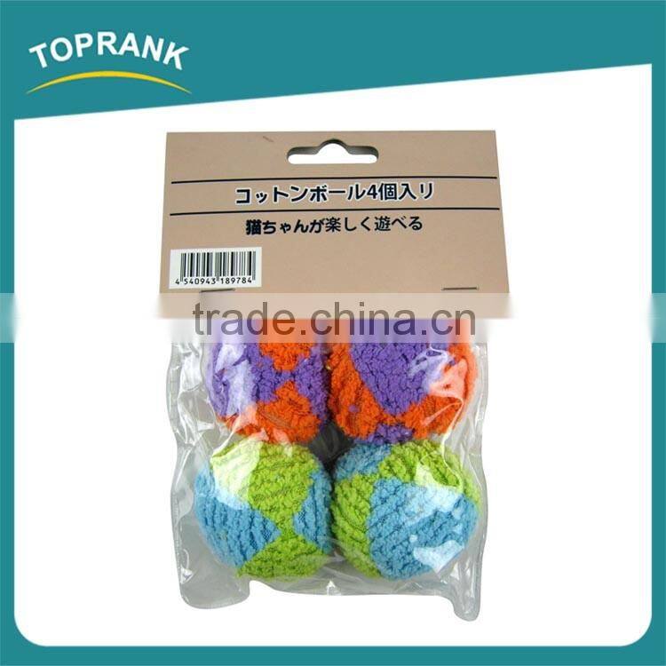 New design 4pcs colorful stuffed soft plush cat toy ball