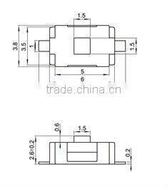 FTVBF23 2 pin 6x3mm water proof tact switch smd