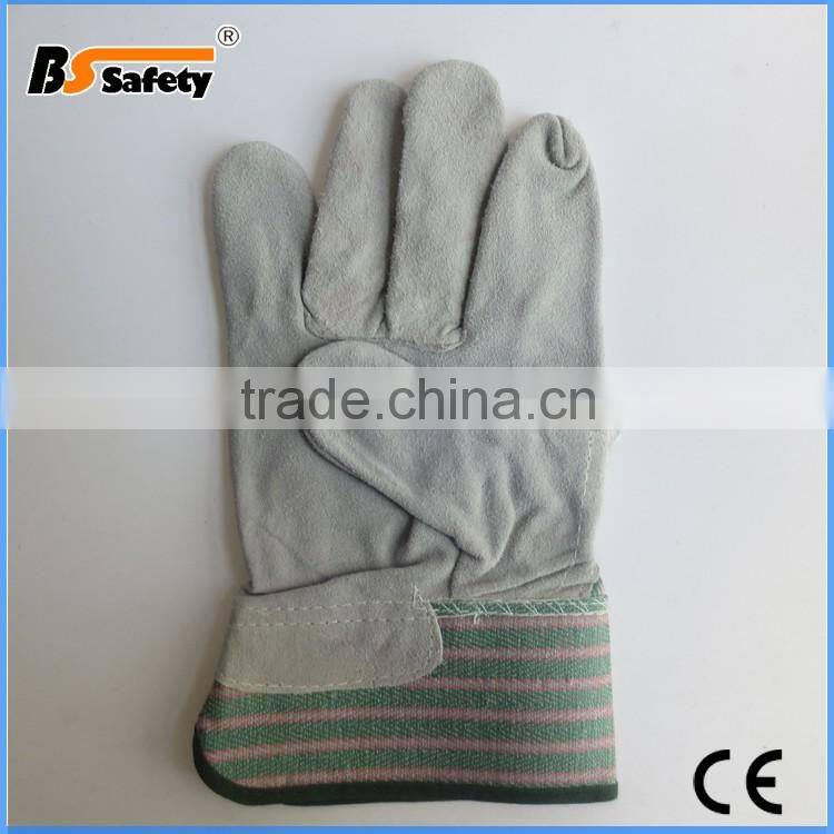 BSSAFETY china supplier 2016 wholsale safety work glove leather with cotton fabric