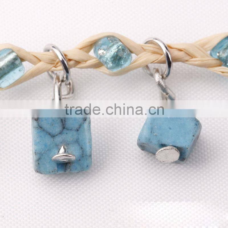 Yiwu factory turquoise bead bracelet , turquoise weave bead bracelet wholesale