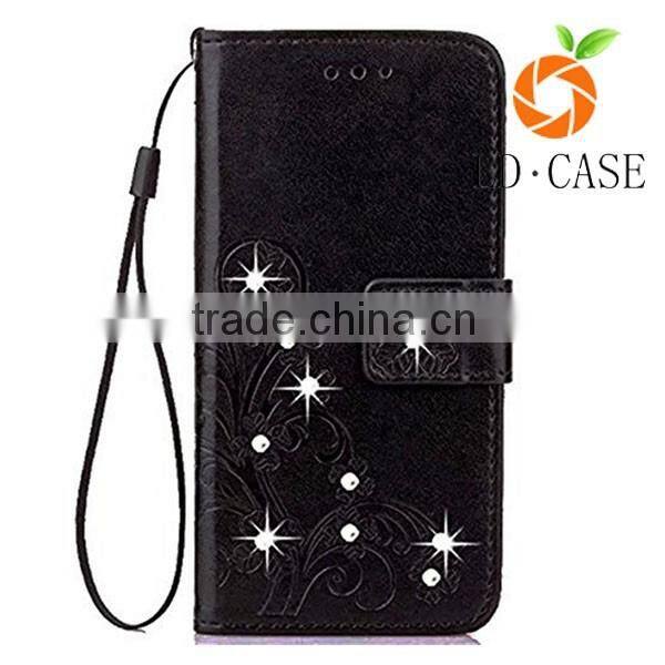 Bling Crystal Diamond PU Leather Wallet Case cell phone case for Samsung note 7
