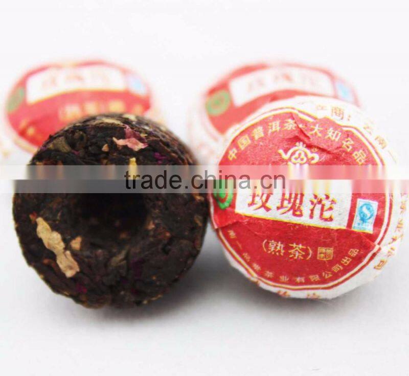in bulk yunnan puer shu tuocha tea blended with rose flower