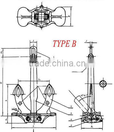 High Quality Ship Anchor Hall Stockless Bower Anchor For Ship/marine Bower Anchor Marine Japan Stockless Anchor