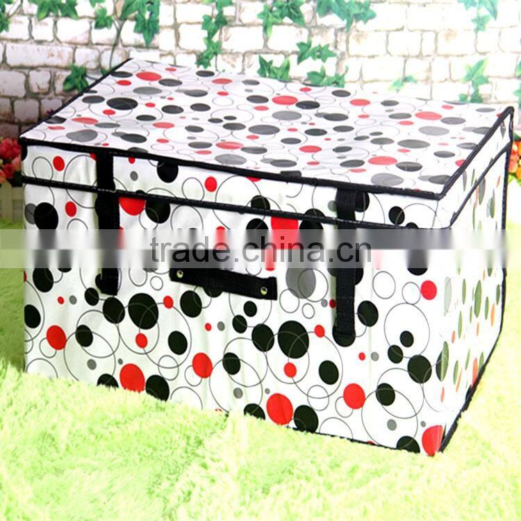 N486 Good Quality Custom Printed Non Woven Coated Water Proof Foldable Storage Box Polka Dot Bin