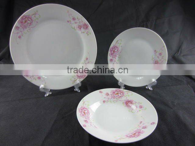 12 pcs dinnerware set with flower pattern decal