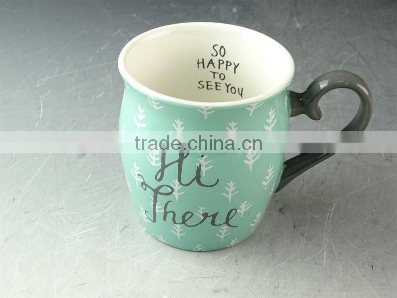 Ceramic enamel mug /coffee mug shapes 350 ml / 12 Oz stoneware print mugs with glazed handle