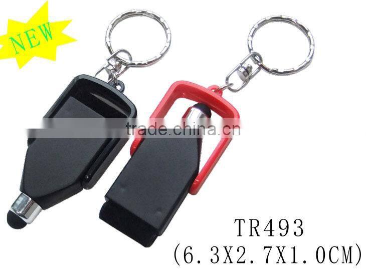 Hot design multi-function keychain touch screen pen with screen cleaner