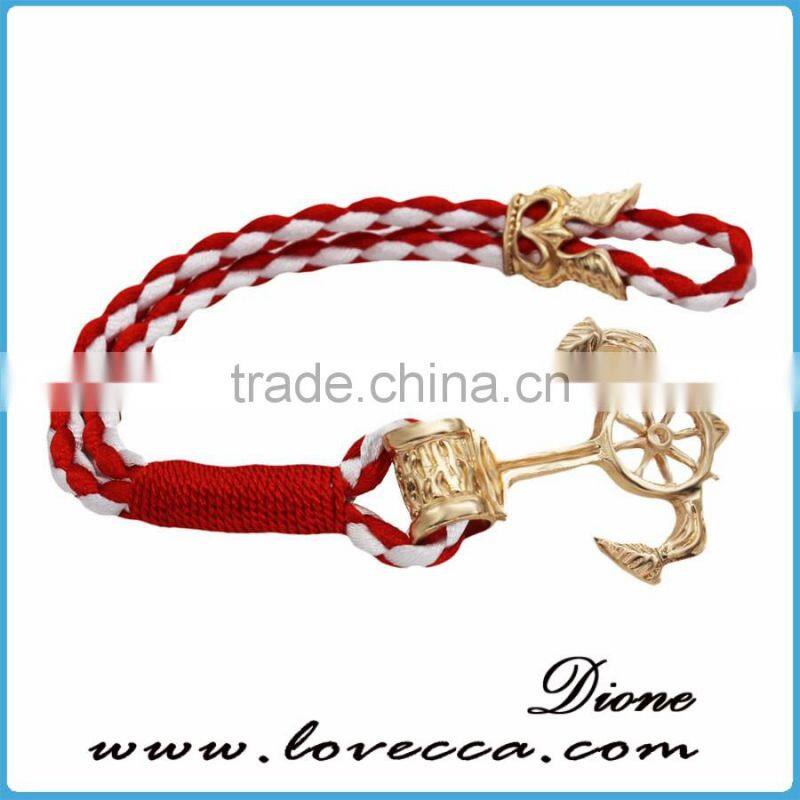 New Design Cheap Custom Jewelry Handmade Multi Color Nylon Nautical Rope Anchor Bracelet for Men