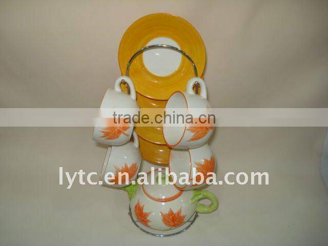gift porcelain tea set with iron stand