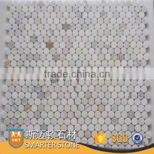 Calcutta white stone mosaic penny tile for flooring