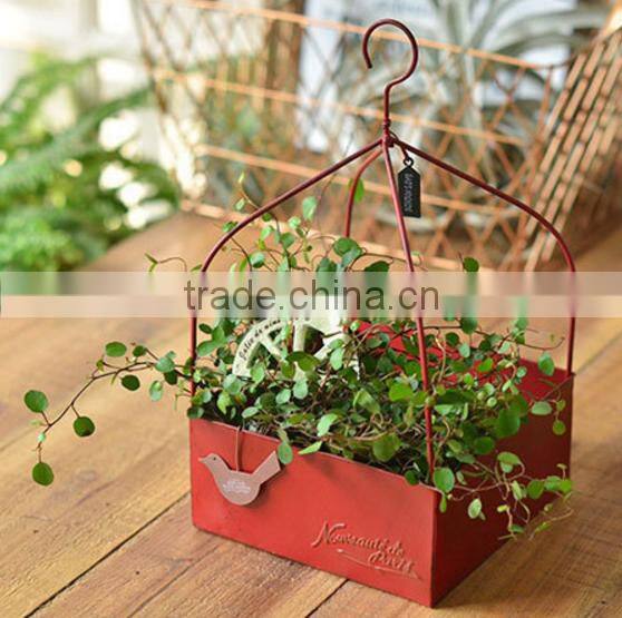Hanging Flower Pots Large Metal Iron Bucket Flower Holder Garden/Balcony Planter
