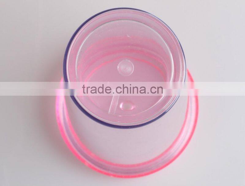 Single Wall Clear Transparent 16oz Plastic Tumbler With Straw And Lids