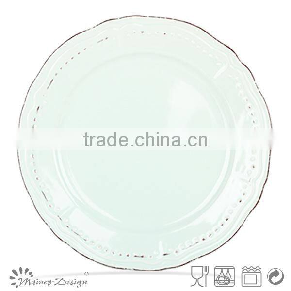 embossed solid color ceramic salad plate