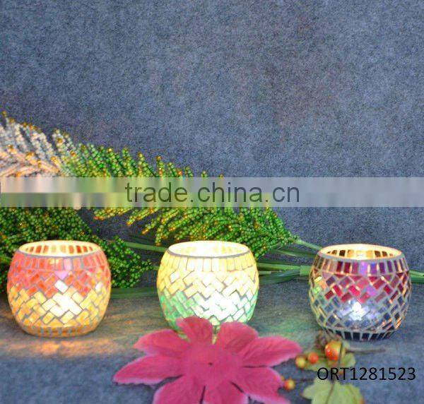 Glass colorful mosaic candle holder