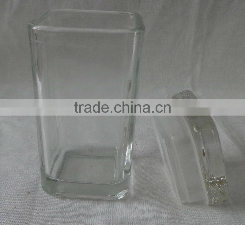 Glass candle holder with lid