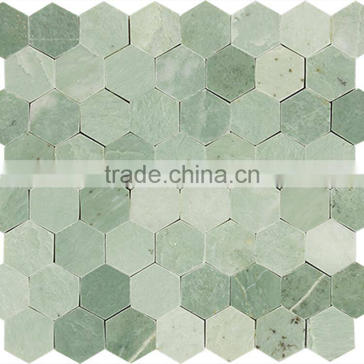 MM-CV262 Hot selling floor decoration natural stone green marble hexagon floor mosaics tile