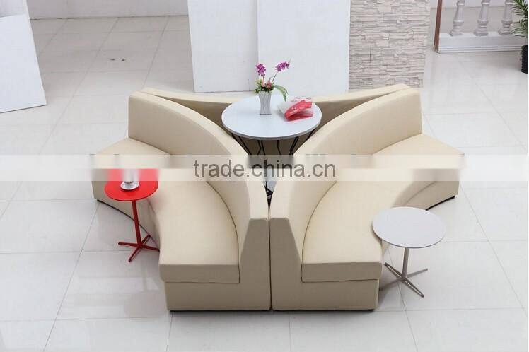 beige PU leather fabric round modeling lobby sofa set custom restaurant hotel modern big sofa furniture
