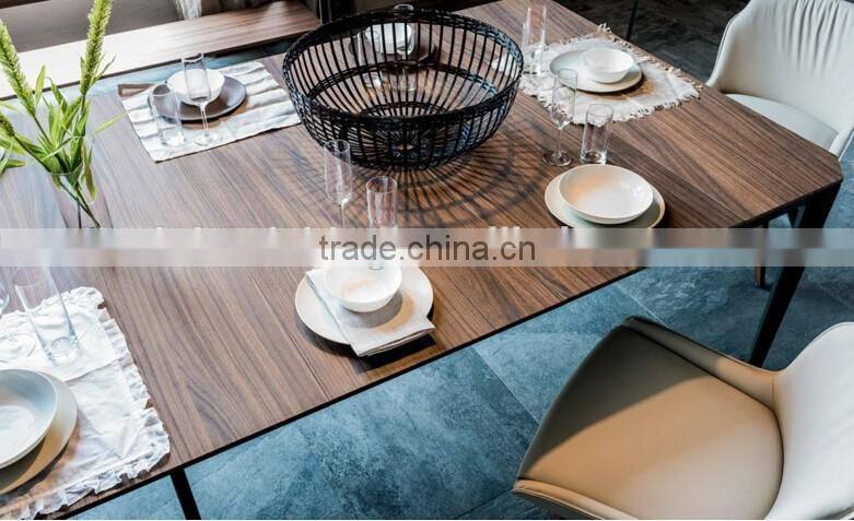 new fashion Italian modern furniture private custom made wood /glass top metal dining table fashion leather chair dining set