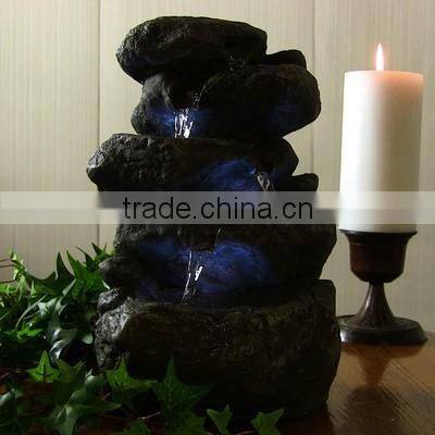 Stacked Rocks Tabletop Water Fountain With LED Lights