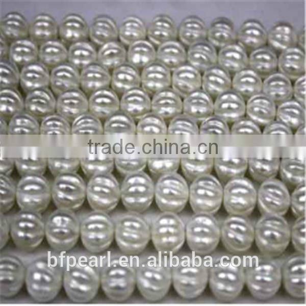 Wholesale Price of 10mm White Pumpkin Shape Shell Pearls Loose Strands Jewelry