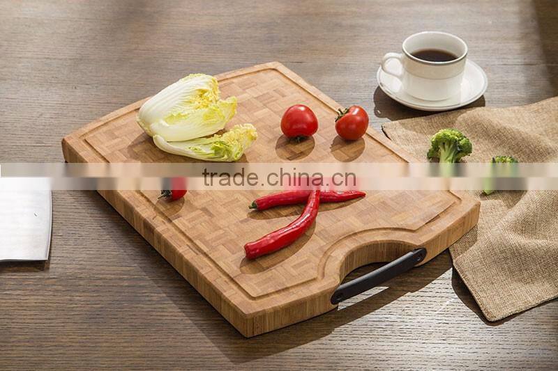 Thick strong organic bamboo wood cutting board with drip groove