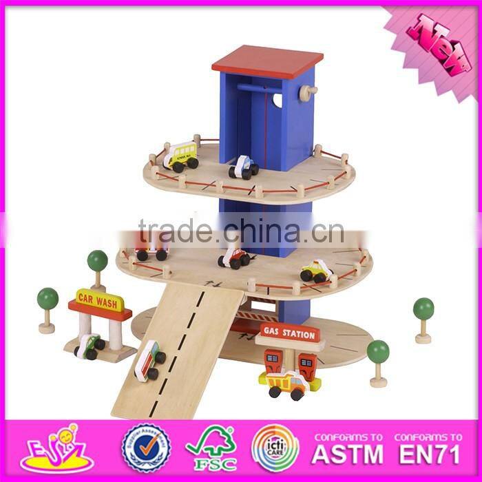 2016 New products funny children wooden toy parking garage for sale W04B040