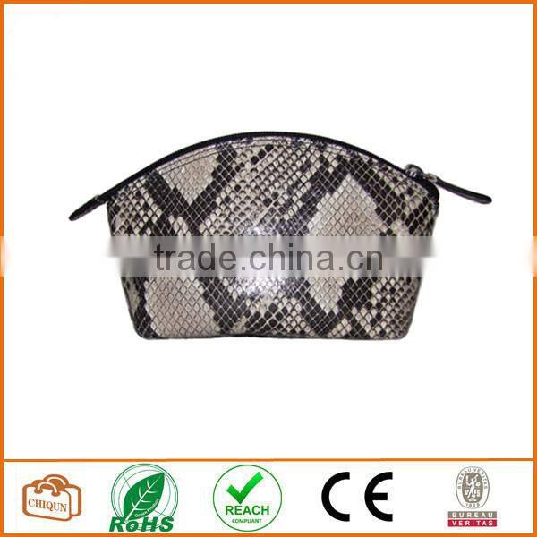 Leather Cosmetic Pouch Python Black
